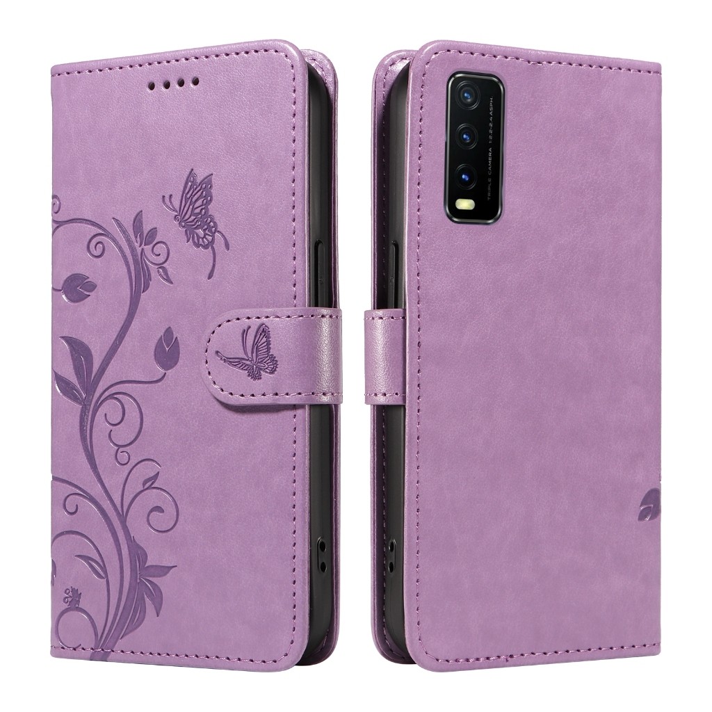 หรูหราสําหรับvivo Y20 2021 Y20S Y20i Y20A Y20g Y20sg Y12S Y11S Y12A Y17 Y15 Y12 Y11 Apricot Blossomต้นไม้รูปแบบกระเป๋าสตางค์ช่องใส่การ์ดที่วางโทรศัพท์ฝาครอบ