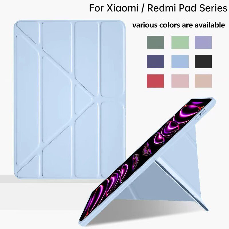 เคสซิลิโคนอ่อนนุ่มสําหรับ Xiaomi Redmi Pad Pro 12.1 SE 8.7 นิ้ว 4G SE 11 Pad10.61 Mi Pad 6 5 Pro 7 7 Pro 11.2 Poco Pad Deformed Honeycomb Y-Fold Flip Cover