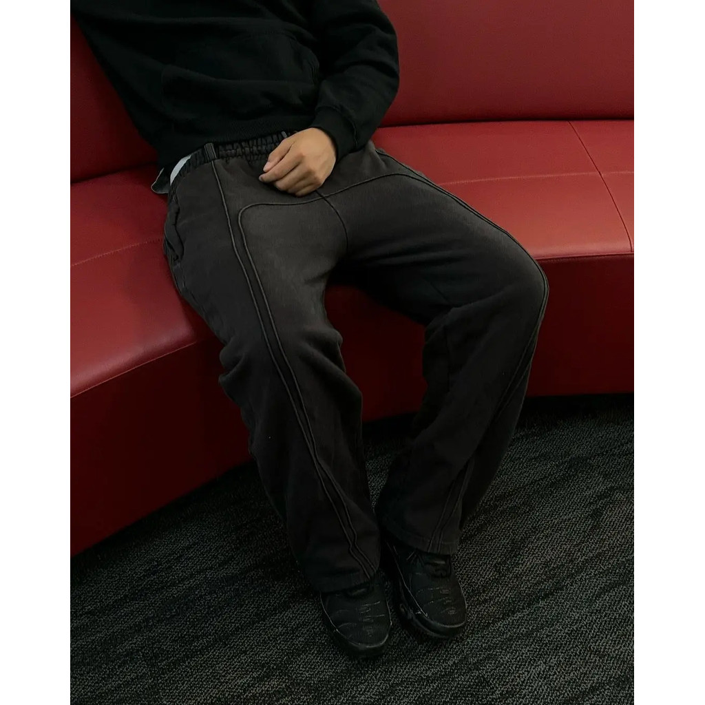 2024 High Street อินเทรนด์ตรงกางเกงลําลองอเมริกัน Harajuku Retro Splicing ขนาดใหญ่ Sweatpants ผู้ชายส่วนบุคคล Streetwear