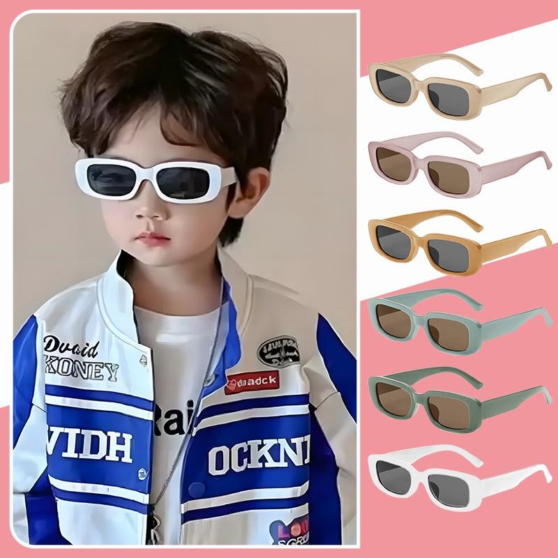 [จัดส่งในกทม] แว่นตาเด็ก แว่นตากันแดดแฟชั่น ทรงวงรี สีพื้น สไตล์เกาหลีเรโทร สําหรับเด็ก UV400
