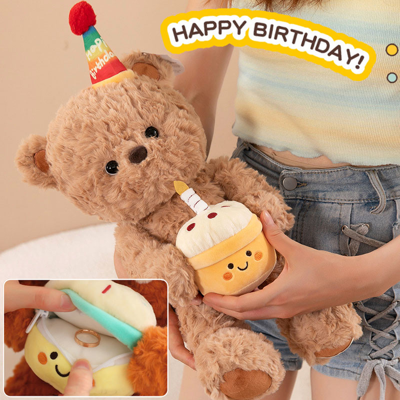 ตุ๊กตาของเล่น ตุ๊กตา หมีวันเกิด ตุ๊กตากอดหมี ของขวัญวันเกิดสําหรับเด็กช