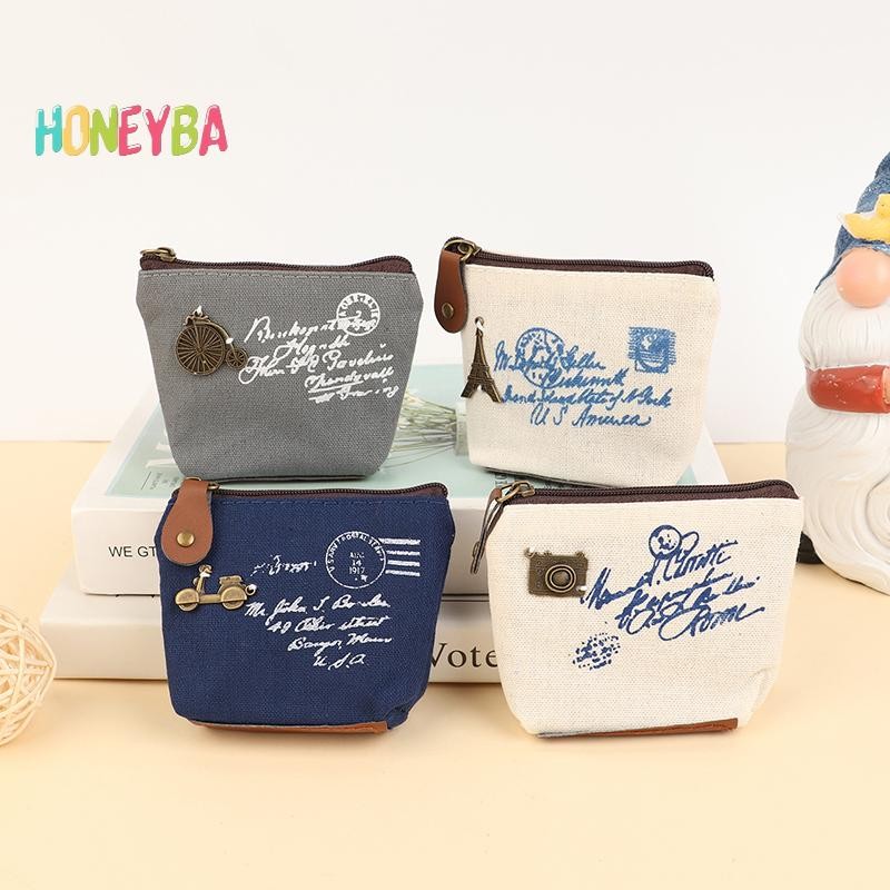 <Honeyba>แฟชั่นผู้หญิงLady Kid Coin Wallet Lady Small Mini Coin Pouch Zipper Money Key Headphone Lin