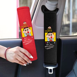 ชุด 2 ชิ้น Crayon Shin-chan เข็มขัดนิรภัยรถยนต์ครอบคลุมแผ่นรองไหล่