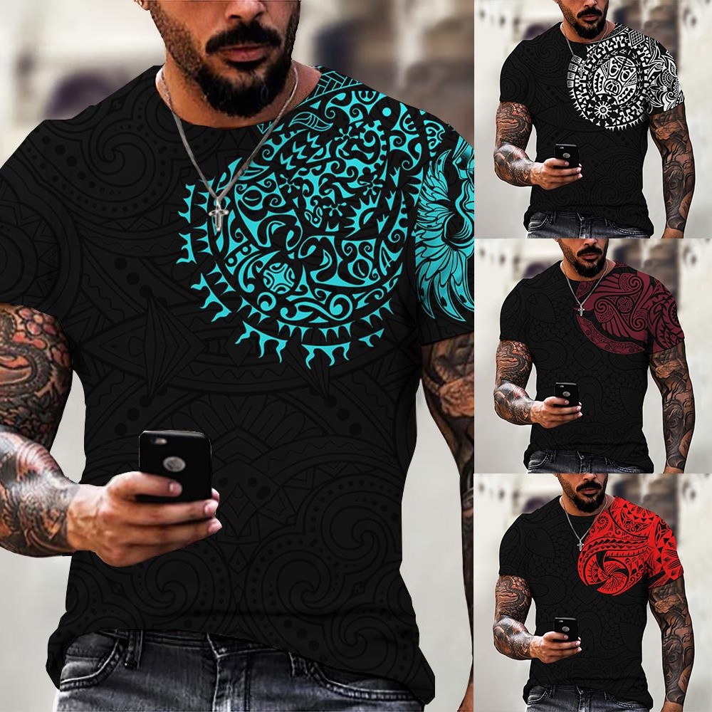 2025 แฟชั่นฤดูร้อนเสื้อยืดไวกิ้ง Odin Fenrir Wolf Tattoo 3D พิมพ์ผู้ชายสบายๆแขนสั้นเสื้อ Tee เสื้อ U