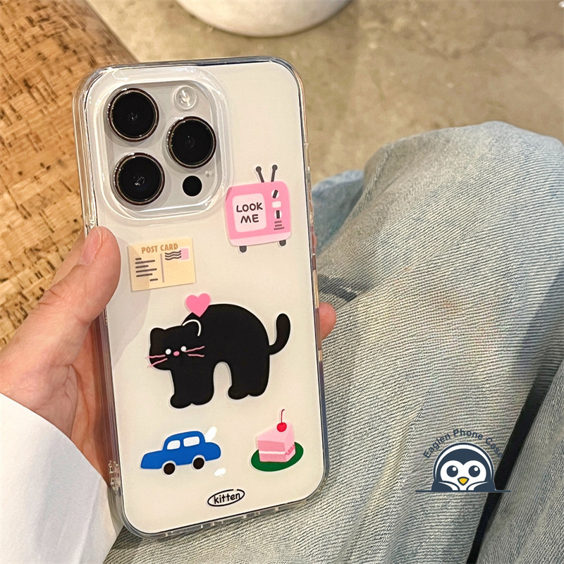 การ์ตูนแมวดําครีมเคสโทรศัพท์สีขาวสําหรับ iQOO 13 12 11 11S 7 Neo 10R Neo10 Neo9 Neo8 Pro Neo7 Neo6 N