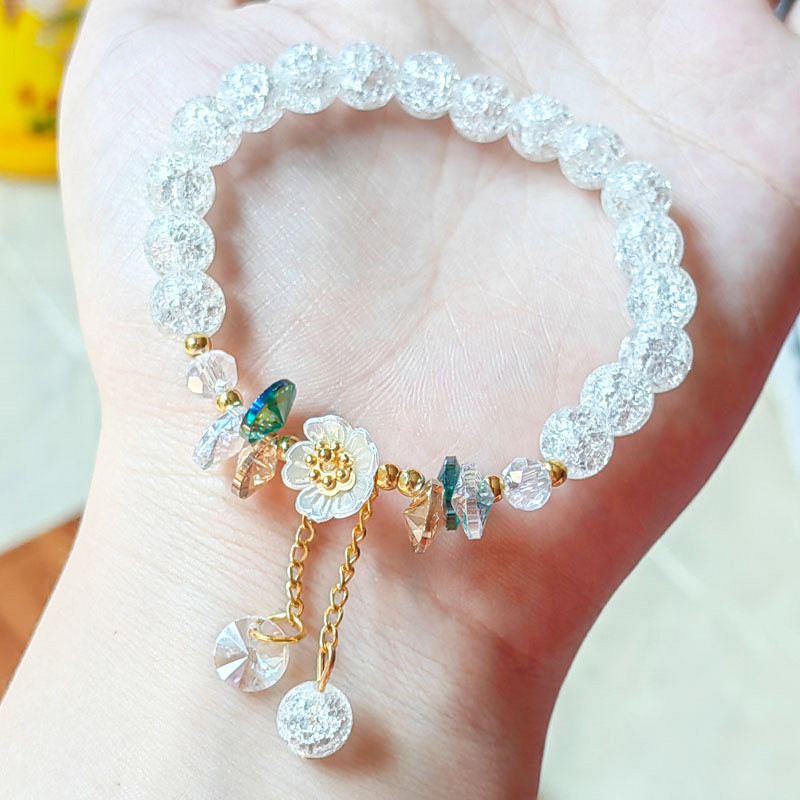 COD💖สร้อยข้อมือลูกปัดคริสตัลข้าวโพดคั่ว,เรียบง่ายและหลากหลาย,สร้อยข้อมือใสสดใส-Lune