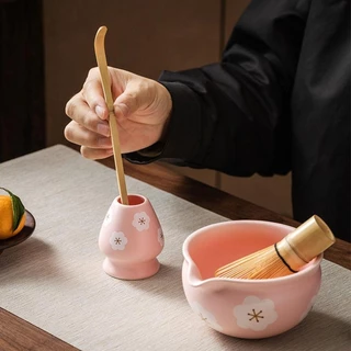 NEBULY 2 ชิ้น Matcha Brewing ถ้วย, ที่วาง Chasen Tea Art ชามมัทฉะเซรามิก, มือความจุขนาดใหญ่เครื่องมือพิธีชงชาขาตั้งแปรงชา