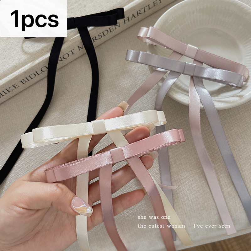 2025 กิ๊บติดผมลําแสงยาวโบว์สไตล์ใหม่หวานแฟชั่นคลิปฤดูใบไม้ผลิ