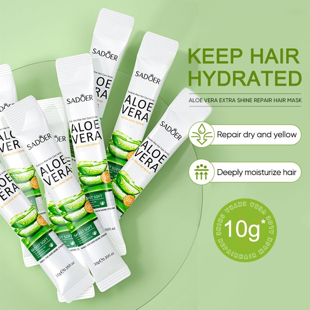 Sadoer Aloe Vera Super Bright Repair Hair Mask สําหรับตกแต่ง Care บํารุงและความนุ่มนวล W7K2