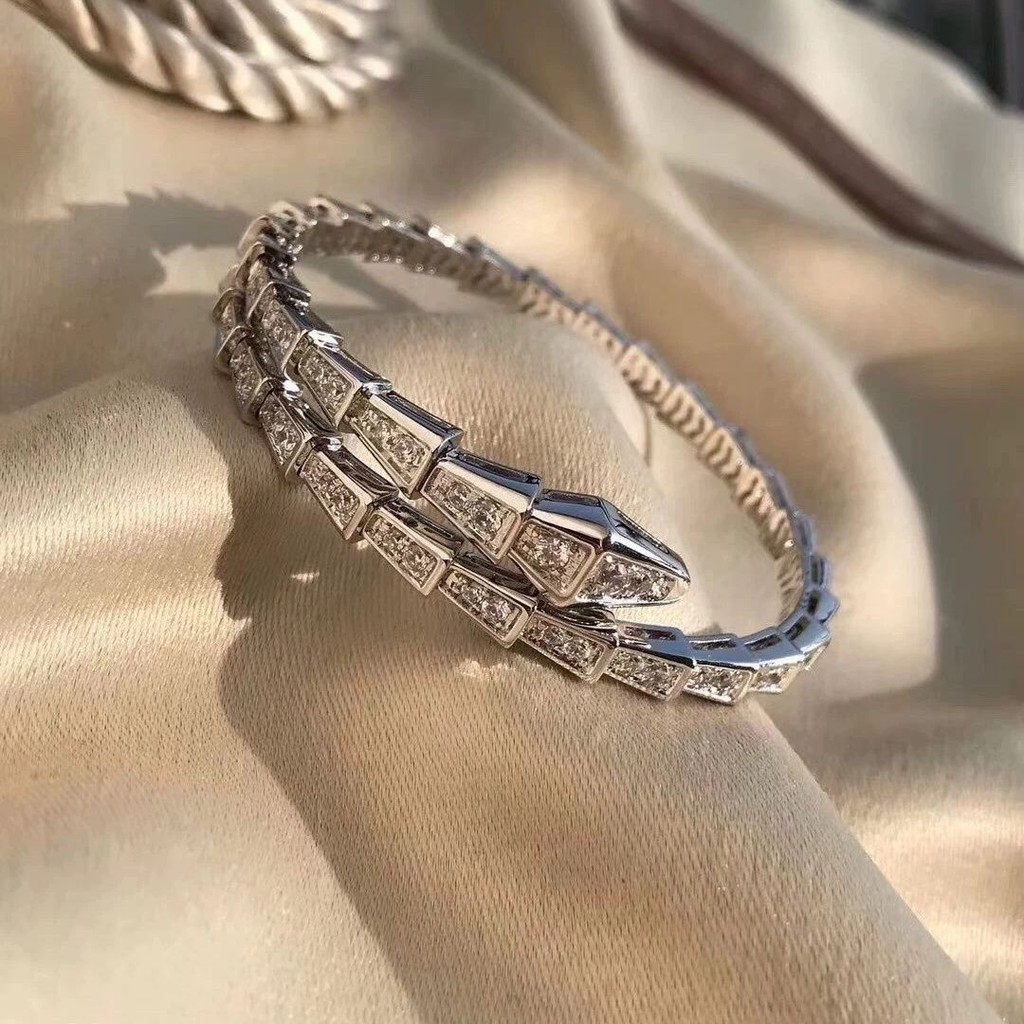 Baojia Snake Shape Full Diamond Bracelet Rose Gold Diamond Gypsophila Luxury Fashion Snake Bone Brac