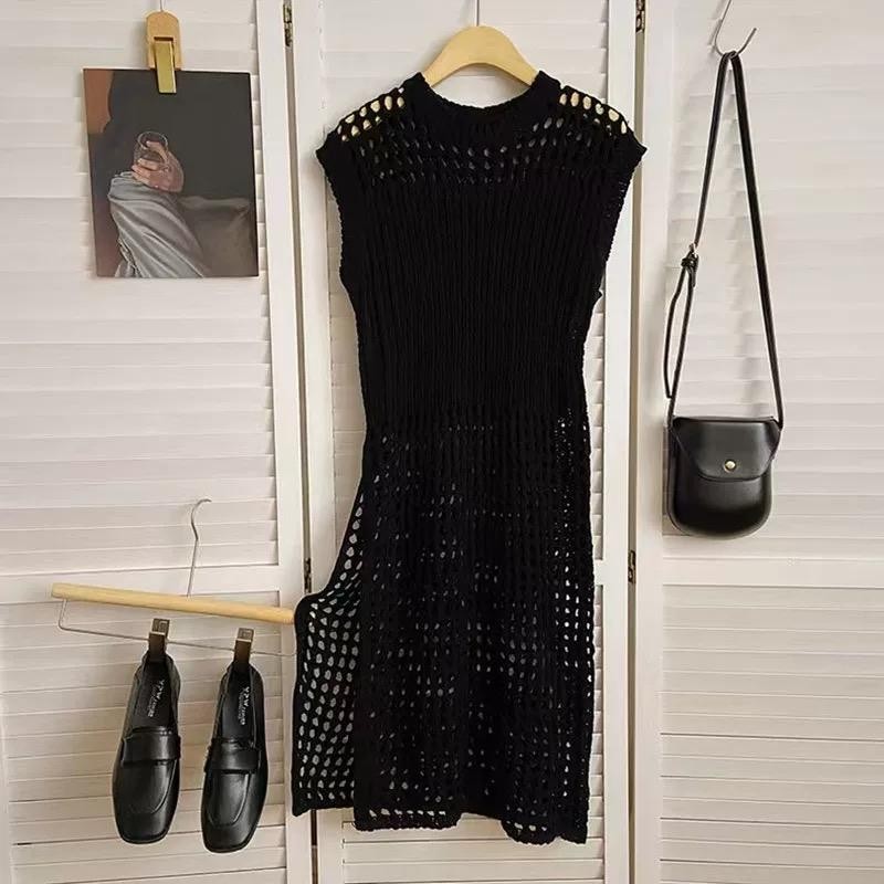 Dahong เสื้อคลุมทอลายตาข่าย ผู้หญิงถักด้านข้างแยก Tunic Tops งานรุ่นฮิตติดเทรนด์ ปังเวอร์ ยสีให้เลือก D627 ราคา ถูกที่สุด ดีลบีเคเค แกลเลอรีภาพที่ 7