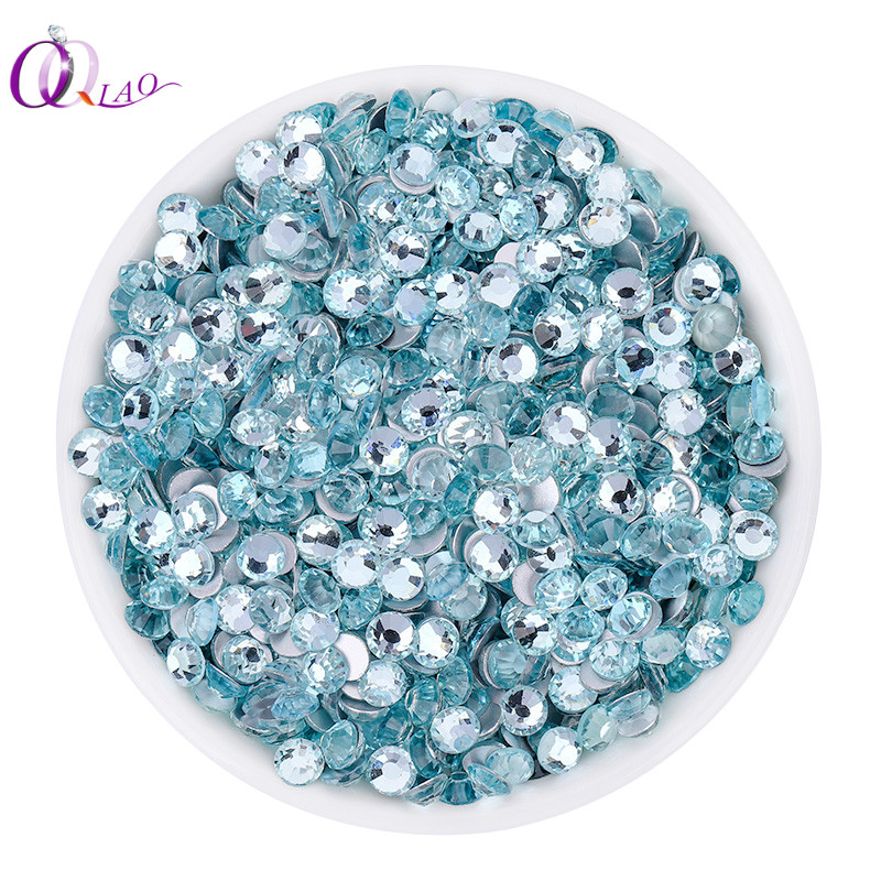Qiao SS6-SS30 Ice Blue Glitters คริสตัล Rhinestone Flatback Strass เพชรอัญมณีหลวมกาวบน Rhinestones