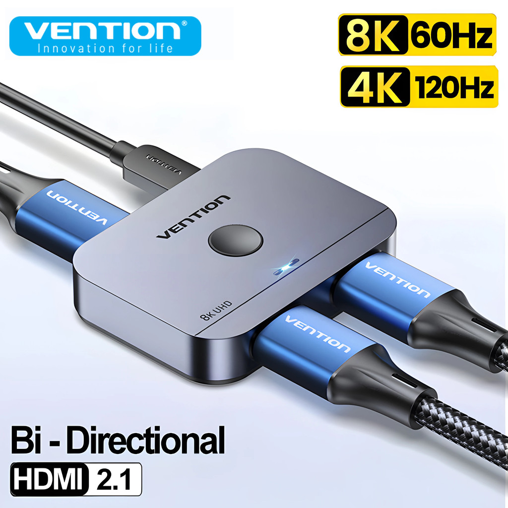 Vention 8K HDMI Switcher Bi-Direction HDMI 2.1 Adapter 2 in 1 Out Converter