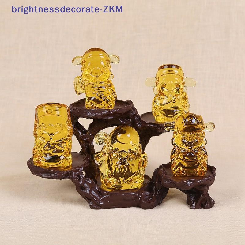 [ความสดใส] 1 ชิ้นสีเหลือง Feng Shui Five Fu God Of Wealth เหรียญทองจีนตกแต่งบ้านเครื่องประดับเดสก์ท็อปของขวัญมงคล [TH]