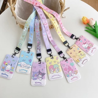 น่ารัก Hard Card Holder พร้อมเชือกสไลด์ Cover Kuromi Cinnamoroll สําหรับ Student ID/Bank/Photocard แขวนคอผู้ถือ