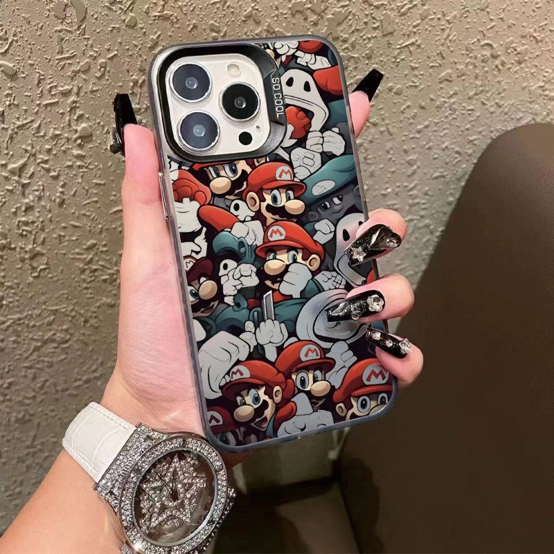 MARIO🔥 ซุปเปอร์มาเรีย ลายการ์ตูน โลหะชุบโลหะด้วยไฟฟ้า ไอโฟน11 For iPhone17 16 12 13 14 15Pro MAX X XS XR 7 8Plus 11 PRO