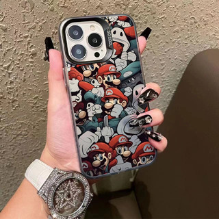 MARIO🔥 ซุปเปอร์มาเรีย ลายการ์ตูน โลหะชุบโลหะด้วยไฟฟ้า ไอโฟน11 For iPhone17 16 12 13 14 15Pro MAX X XS XR 7 8Plus 11 PRO