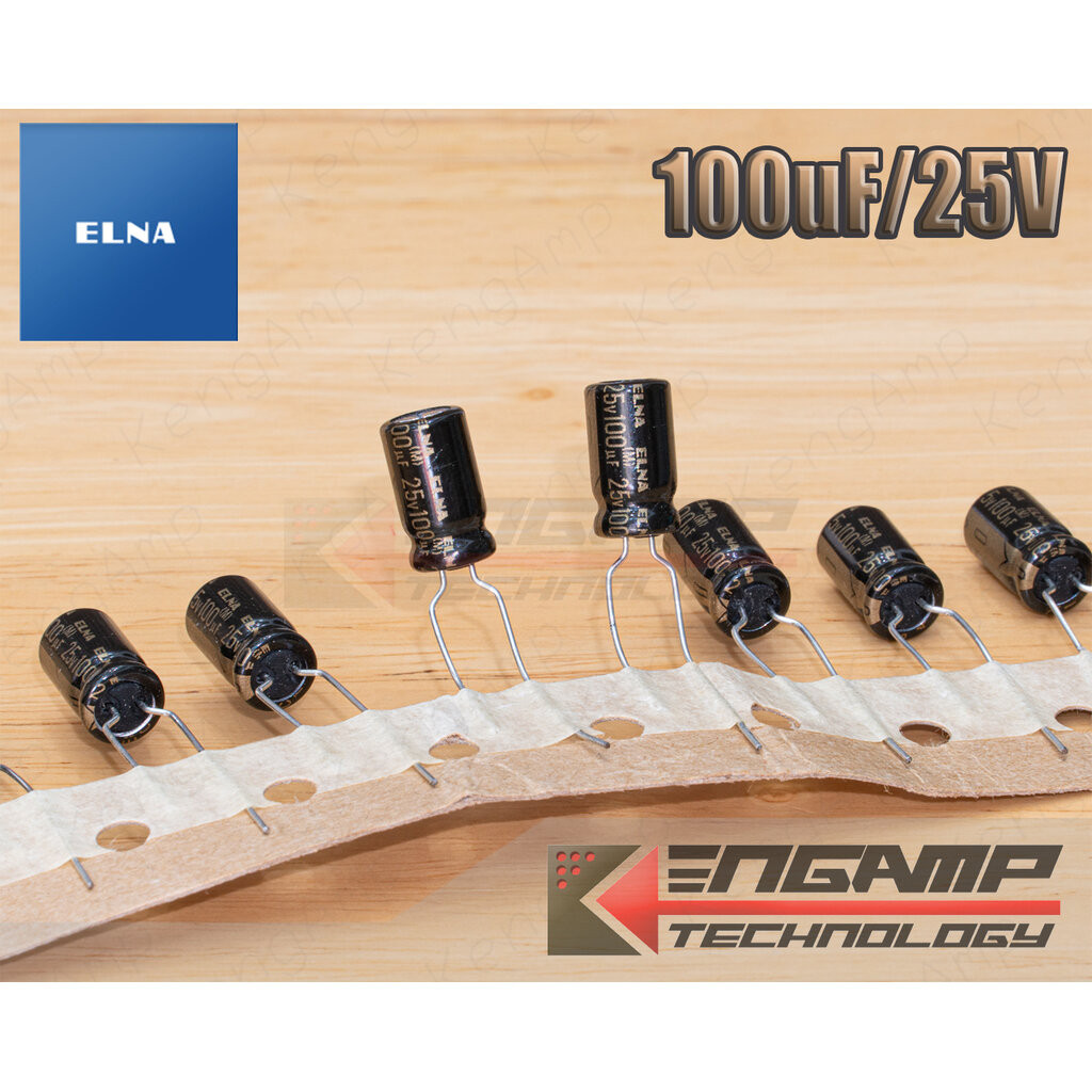 (10ตัว) [E-CAP] 100uF/25V 85C ELNA RFO 6.5x11mm P=5mm