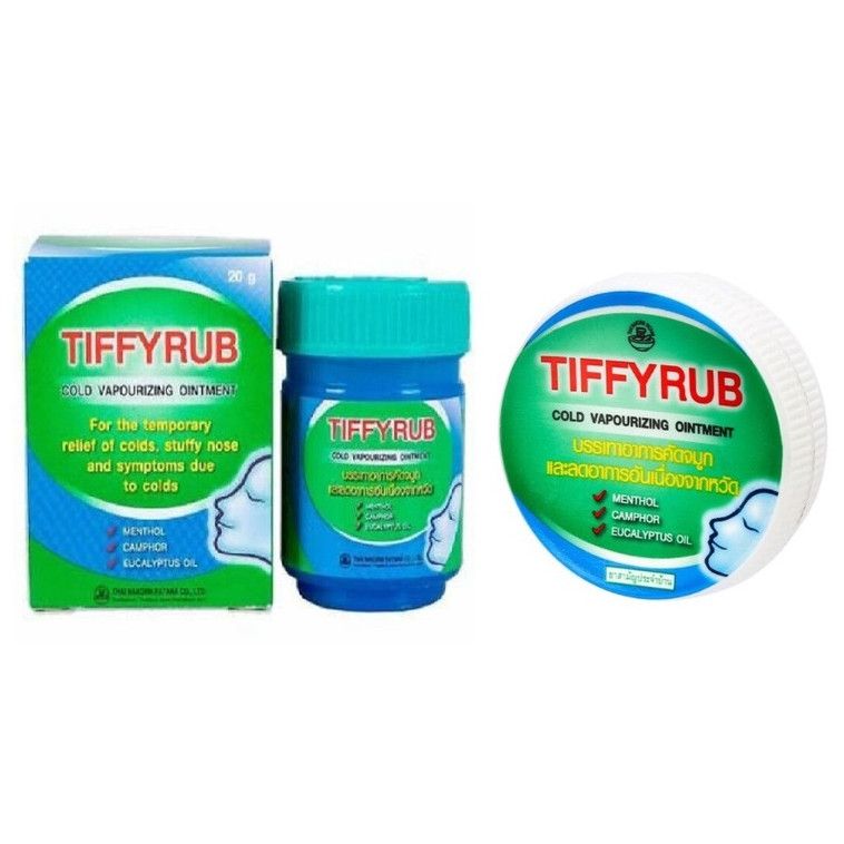 TIFFYRUB ทิฟฟี่รับ บรรเทาอาการ คัดจมูก วิงเวียนศีรษะ ขนาด 6 กรัม / 10 กรัม / 20 กรัม