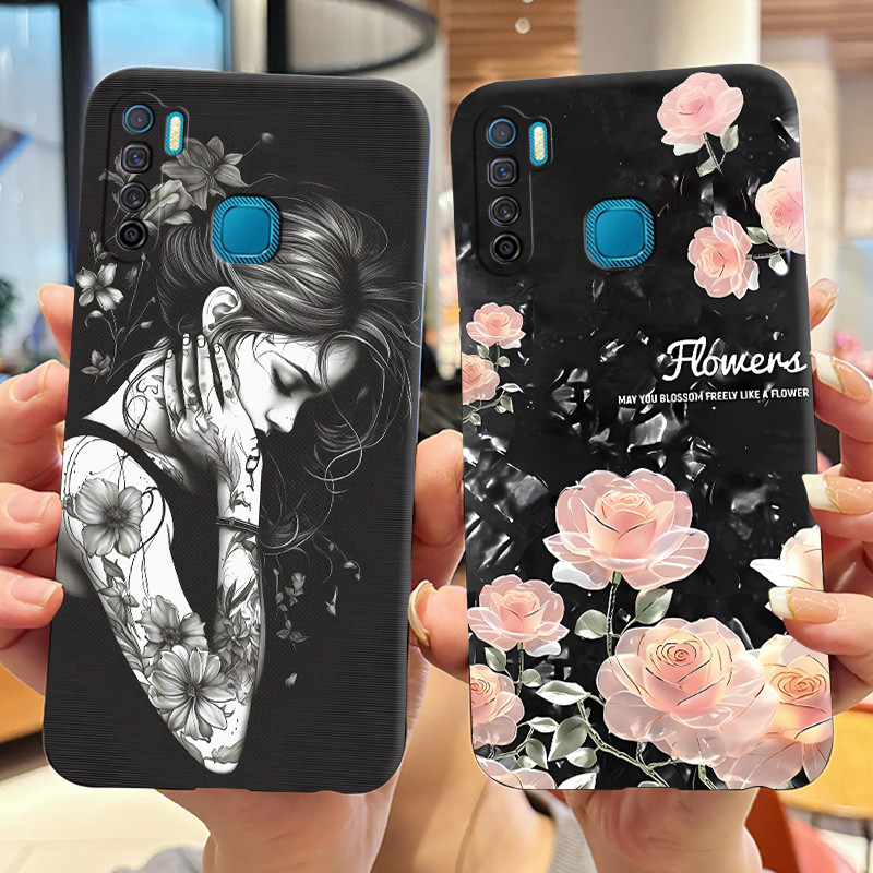 สําหรับ INFINIX S5 X652 S5Lite X652B X652C เคสโทรศัพท์ซิลิโคนสีดําปกอ่อนสําหรับ INFINIX S5 Lite สาวส