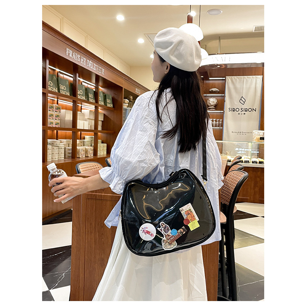 แมวน่ารักกระเป๋าอิตะ,PU Itabag,กระเป๋าสะพายเดี่ยวโปร่งใสJKสาวอะนิเมะกระเป๋าเป้สะพายหลังBadgeกระเป๋าCrossbodyกระเป๋า