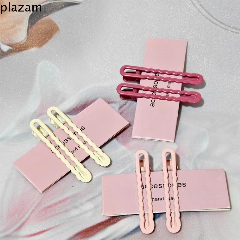 Plazam กิ๊บติดผมน่ารักสีลูกกวาด, กิ๊บติดผมโลหะผสมสีทึบด้านข้างหยัก, กิ๊บติดผมเรียบง่ายตลก