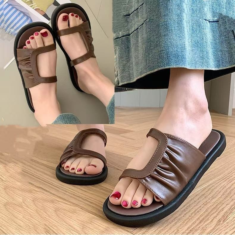 ManBu8🌞พร้อมส่ง🚚  รองเท้าแตะแบบสวม ลายจีบพลีท แฟชั่นเรียบง่าย ใช้งานได้ทั้งในบ้านและกลางแจ้ง  (LT-1993) - รูปที่ 3