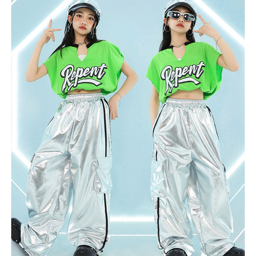 15-75KG ชุดเต้นเด็ก ชุดเต้นแจ๊ส เด็กผู้หญิง เสื้อ ชุด cover dance ชุดฮิปฮอป กางเกง ชุด cover dance เ