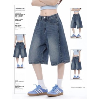 ASRV กางเกงขาสั้นผ้าเดนิมเอวสูงแฟชั่นสําหรับผู้หญิงดีไซน์ขาก…