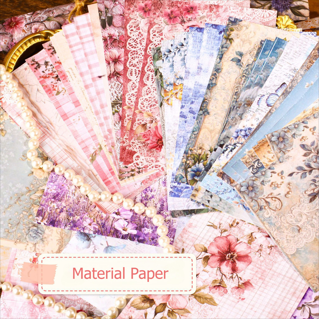 Journamm 30 แผ่น Retro ดอกไม้วัสดุกระดาษ DIY Scrapbooking Collage Junk Journal Aesthetics เครื่องเขียน Planner Decor กระดาษ