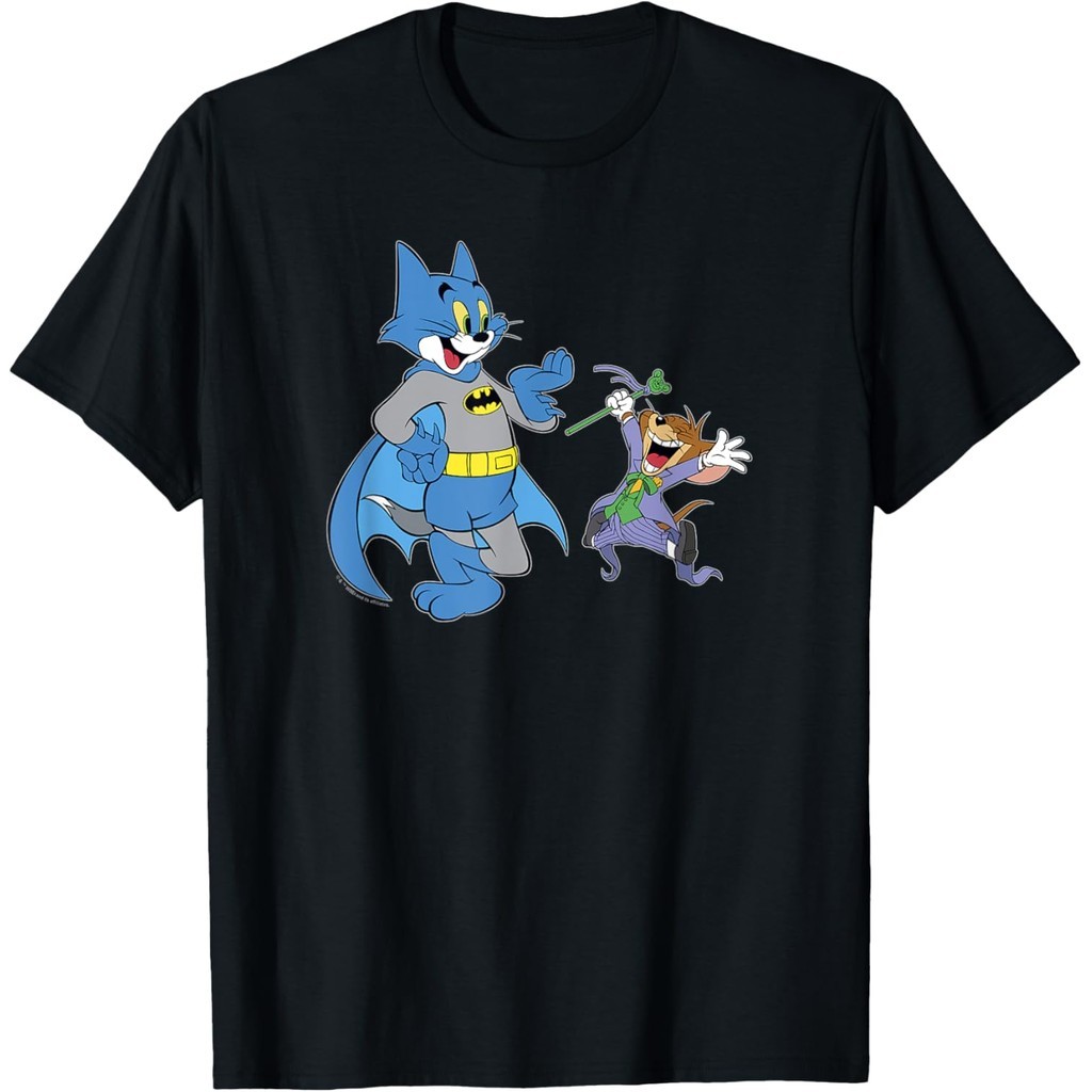 เสื้อยืดผู้ใหญ่ Tom and Jerry Disguised As Batman & Joker Portrait เสื้อยืด S-5XL เสื้อยืดคอตตอน