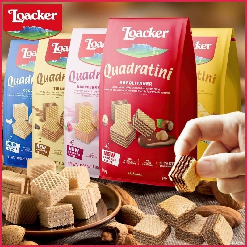 Aftertaste Loacker Loacker Loacker บิสกิตเวเฟอร์มัทฉะแซนวิชช็อกโกแลตชิปของว่างของว่างนําเข้า