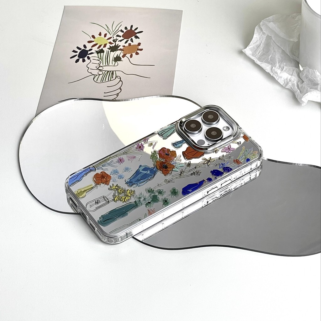 Huiwanju เหมาะสําหรับเคสมือถือ iPhone ความรู้สึกขั้นสูง iphone16promax ใหม่ 16pro16plus | เคสมือถือกระจกศิลปะนิช