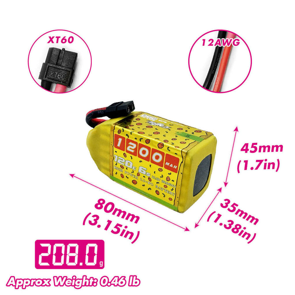 CNHL FPV Battery 22.2V 6S Speedy Pizza Series Pro & Black Series 1200-1500mAh 120C-150C Lipo with XT60 Plug