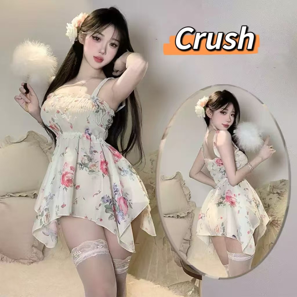 Crush💘ชุดนอนไม่ได้นอน ผ้าชีฟองลายลูกไม้ ชุดเดรสซีทรู ทรงเข้ารูป เซ็กซี่ 🛒พร้อมส่งจากไทย (ฺJY-2119)