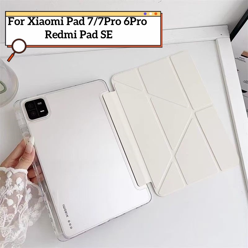 เคสแกนวายพับได้For Redmi Pad SE 9.7/11 Pad 2 11นิ้ว/Pro 12.1 Xiaomi pad 7/8Pro/6/6Proหลังใสกันกระแทก