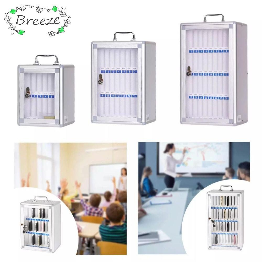 BREEZE กล่องเก็บโทรศัพท์ประตูโปร่งใส, 6/12/36/48 ช่อง Carrieed By Hand อลูมิเนียมอัลลอยด์ที่เก็บโทรศัพท์,ปฏิบัติล็อคอลูมิเนียมอัลลอยด์กล่องเก็บโทรศัพท์อะคริลิคโทรศัพท์มือถือ