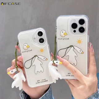 สําหรับ Honor 400 Lite Pro 300 200 100 90 สมาร์ท 80 70 60 50 X60 Pro SE GT Power Magic 8 7 6 5 4 Pro Lite เคสโทรศัพท์สีขาวตลกเป็ดจี้สีขาวโปร่งใสปลอกกรณีฝาครอบ