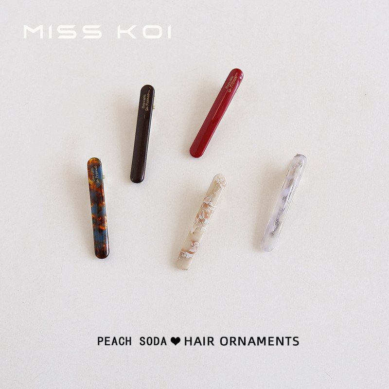 มิสโคอิ ฝรั่งเศสขนาดเล็กหักกิ๊บเกาหลีสีดําด้านคลิปแบนคลิป ใบเรียกเก็บเงินเป็ด คลิปสีแดงไวน์แดงเรียบคลิปผ้าโพกศีรษะที่เรียบง่าย