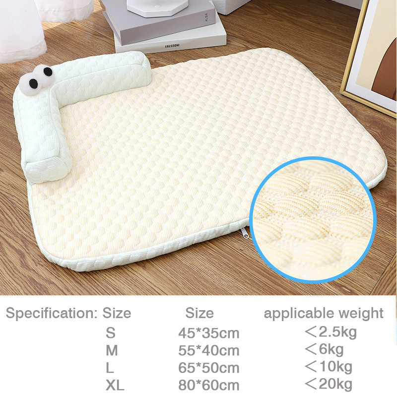 ที่นอนสัตว์เลี้ยงระบายความร้อนฤดูร้อนสําหรับสุนัขและแมว-ระบายอากาศการ์ตูนบิ๊กอายมอนสเตอร์สุนัขเตียงแบบพกพาขนาดเล็กสุนัขเสื่อลื่นแมวนอนแผ่นที่มีชั้นเจลน้ําแข - รูปที่ 6