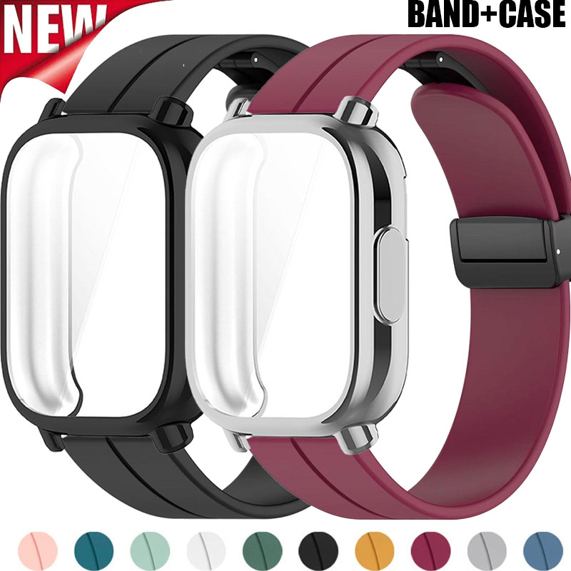 Tpu เคสเต็ม + สายซิลิโคนแม่เหล็กเข้ากันได้สําหรับ Xiaomi Redmi Watch 5 Active ฝาครอบป้องกันอัจฉริยะและสายรัดเข้ากันได้กับ Xiaomi Redmi Watch 5 Lite อุปกรณ์เสริม
