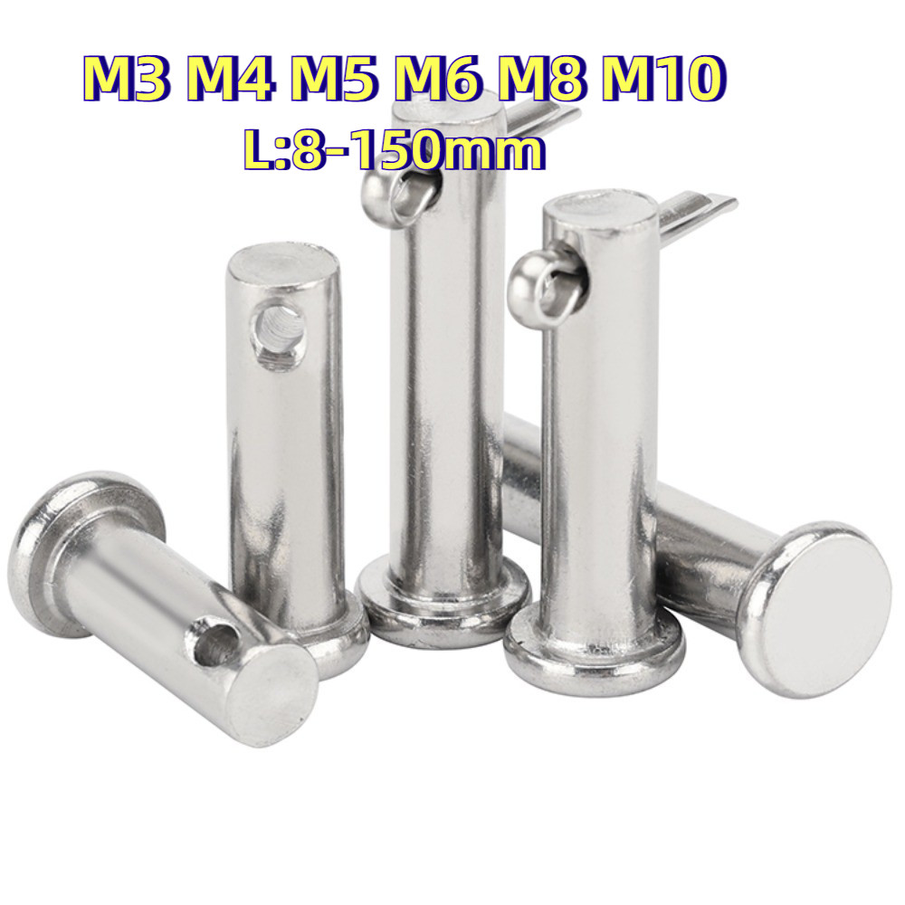 [HJC-LY-w] Clevis Pin w/ Cotter Pin SUS304/หมุดพิน ปิ๊น สลัก หัวกลมแบน สแตนเลส 304 แถมปิ้นเสียบ M3M4M5M6M8M10