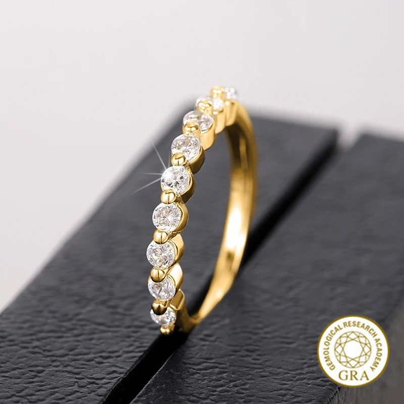 [ใบรับรอง Gra ฟรี] แหวน Moissanite ส่วนบุคคลแฟชั่นเรียบง่ายคลาสสิก