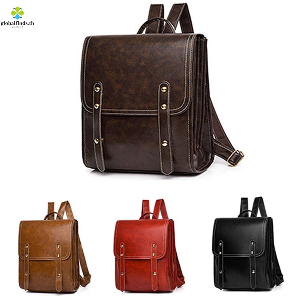 Lfinds Retro กระเป๋าเป้สะพายหลังผู้หญิง,ขนาดใหญ่ความจุ PU หนังสุภาพสตรีไหล่กระเป๋า,สบายๆน้ําหนักเบา Anti-theft กันน้ํา College Back Pack Camping