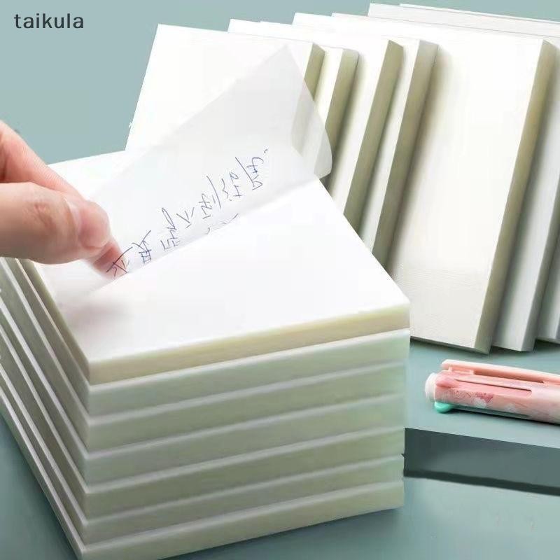 Qwq 50Sheets Creative PET Transparent Sticky Notes มุมมองกันน้ํา Sticky Notes เครื่องเขียนนักเรียนโรงเรียนอุปกรณ์สํานักงาน taikula