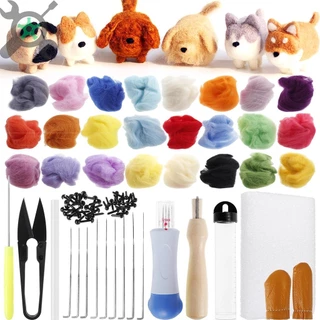 ตุ๊กตา DIY ใยขนแกะ พร้อมส่ง Needle Felting Kit จิ้มขนเฟลท์ พวงกุญแจ ทำมือ ตุ๊กตาใยขนแกะ ปักเฟลท์ พวงกุญแจ ทำมือ จิ้มเฟลท์ ปัก Random Color Wool Felt Handmade Felt Needle DIY Finger Cots Hand Craft Foam Wool Kit