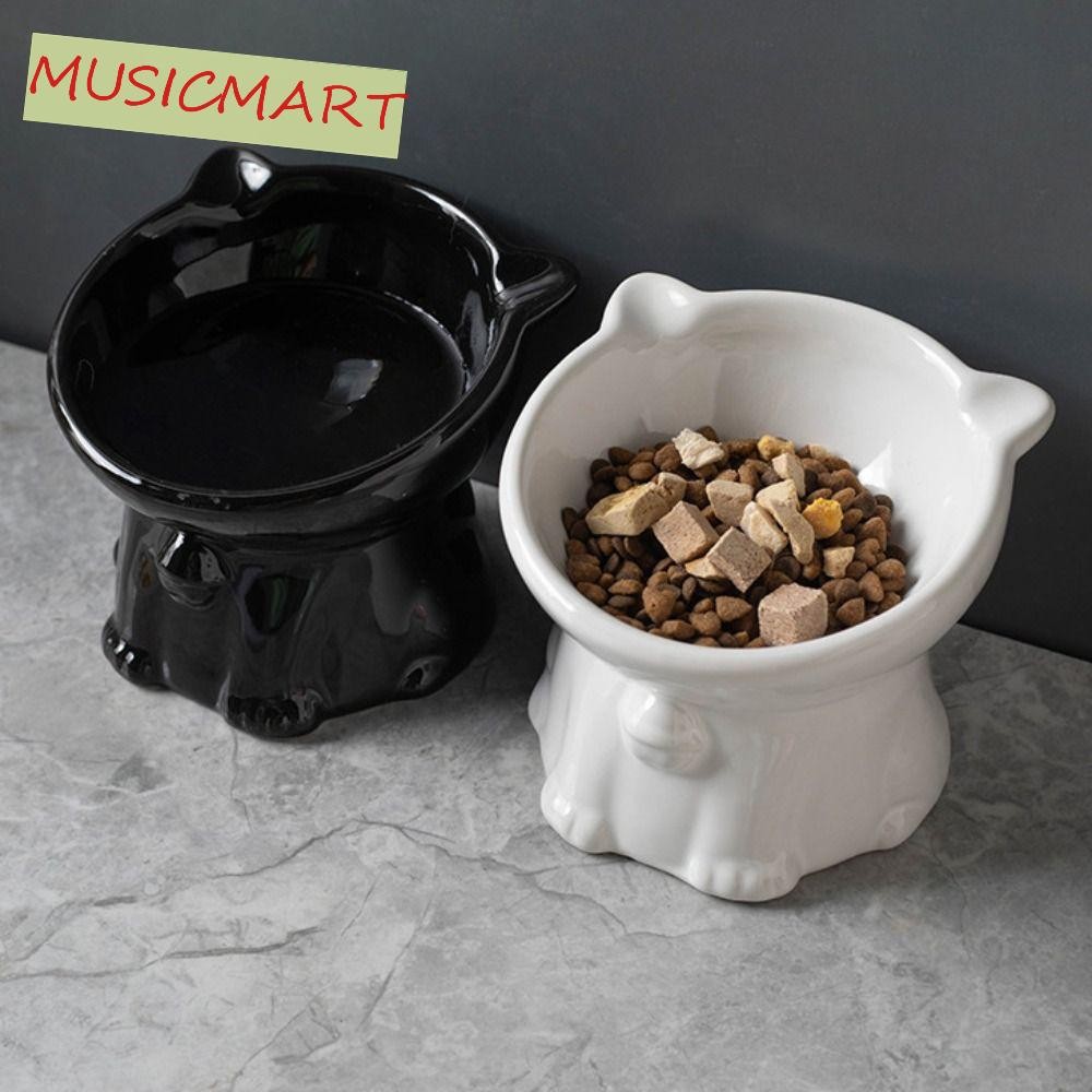 Musicmart ชามเท้าสูงสัตว์เลี้ยง, ชามแมวเซรามิกสร้างสรรค์, ป้องกันการเคาะความจุขนาดใหญ่ปากเอียงสัตว์เลี้ยงน่ารักดื่มป้อนลูกแมวลูกสุนั