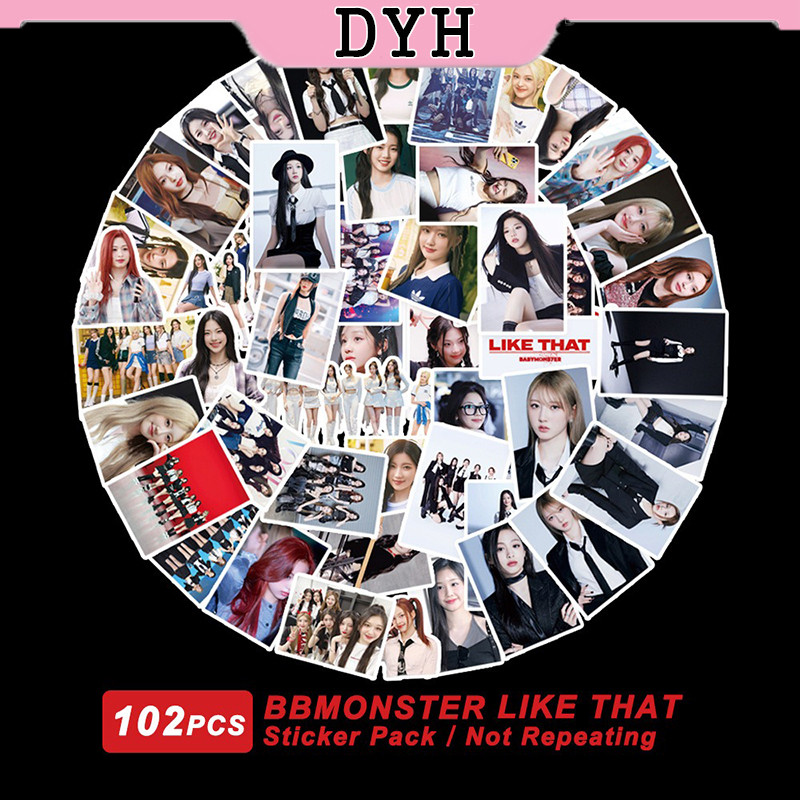 102 ชิ้น/เซ็ต BABYMONSTER สติกเกอร์ KPOP LIKE THAT Photo สติกเกอร์ DIY ไดอารี่กระเป๋าเดินทางสติกเกอร์