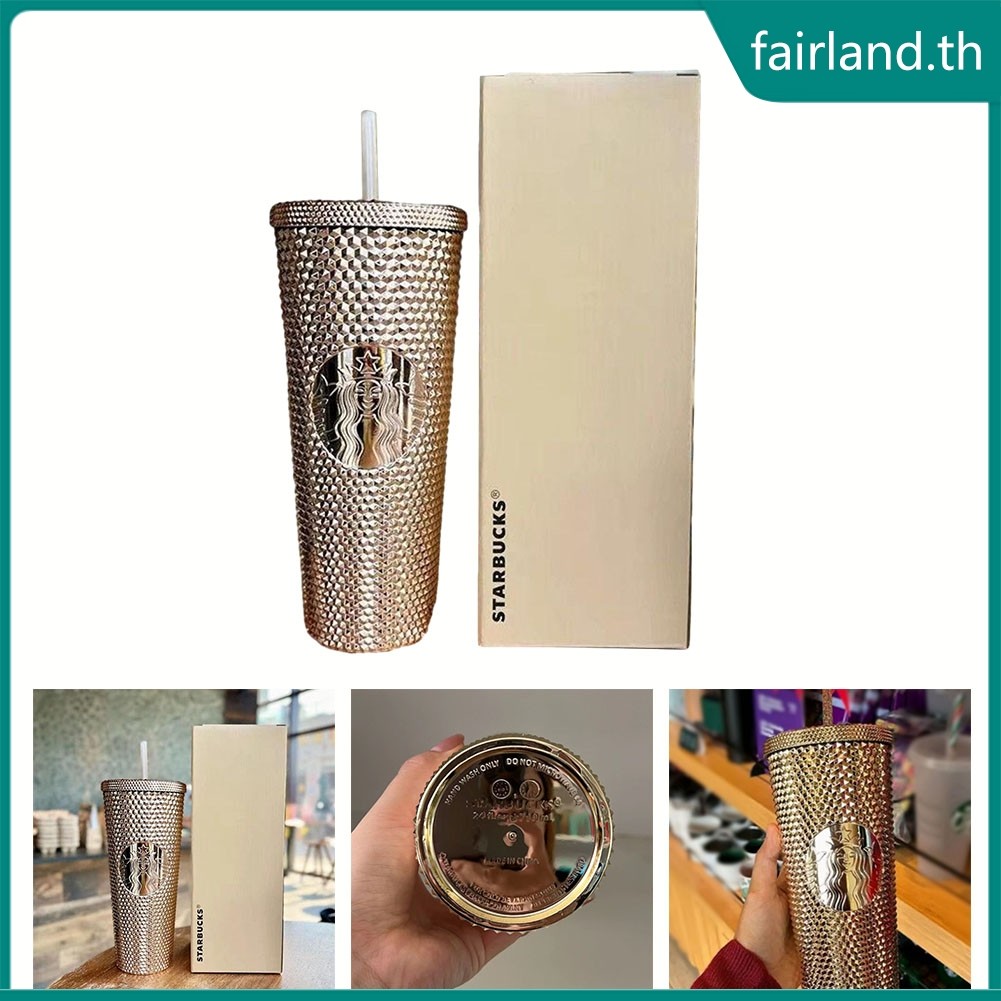 [FAIRLAND-TH] สําหรับstarbucks ถ้วยน้ําเพชรสองชั้น ถ้วยทุเรียน ถ้วยฟาง 710ML
