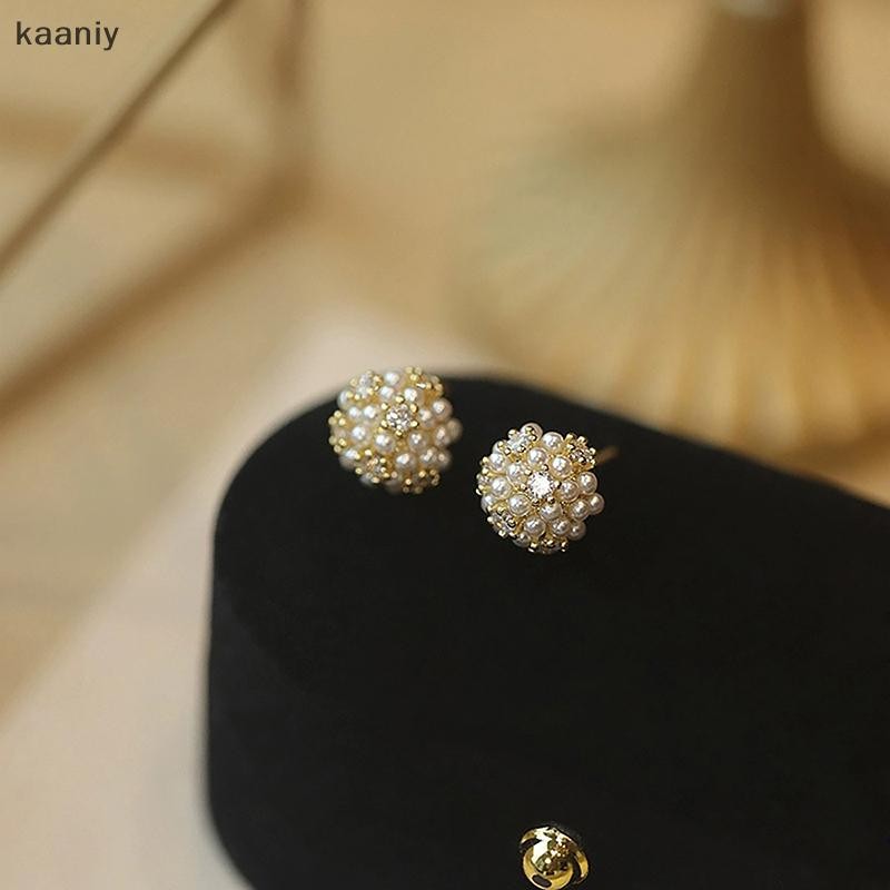 [KAN] 1 คู่ใหม่สัญญา Fine Zircon Pearl Ear Stud ต่างหูแฟชั่นสดหวานน่ารักผู้หญิงเครื่องประดับต่างหูสาวอุปกรณ์เสริม FXH